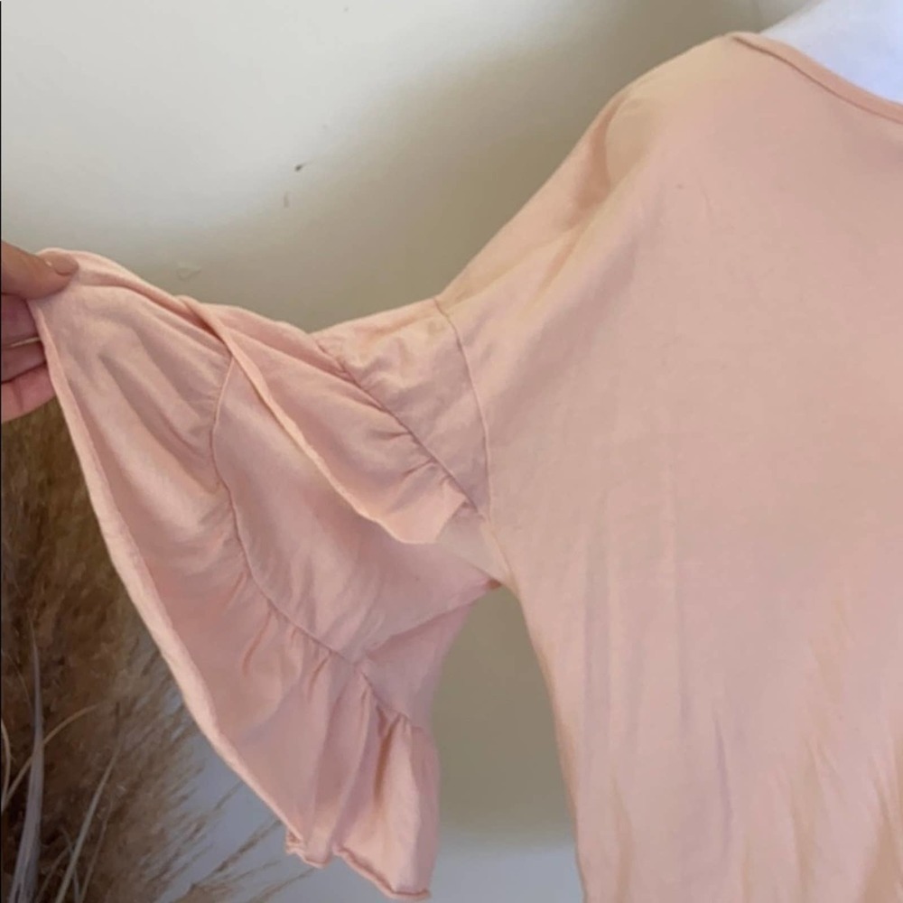 Zara Trafaluc blush Pink Ruffle Sleeve Shirt MED - Picture 4 of 10